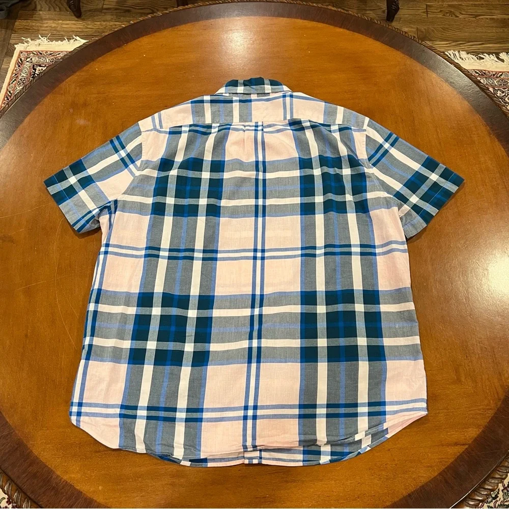 J.Crew Men’s Classic Fit Short-Sleeve Secret Wash Button‎ Up Shirt Pink Plaid